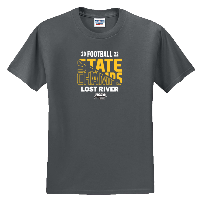 Lost River 2022 OSAA State Football Champions Short Sleeve Tee Charcoal