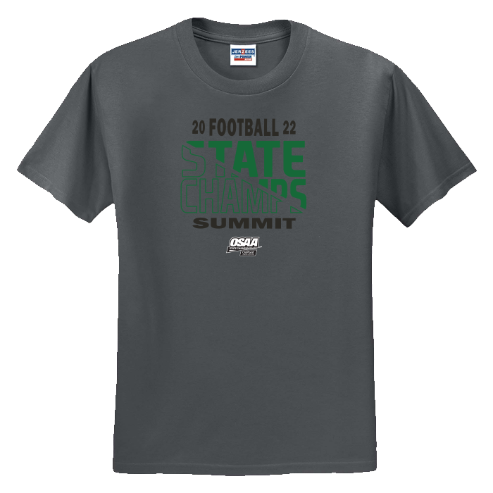 Summit 2022 OSAA State Football Champions Short Sleeve Tee Charcoal