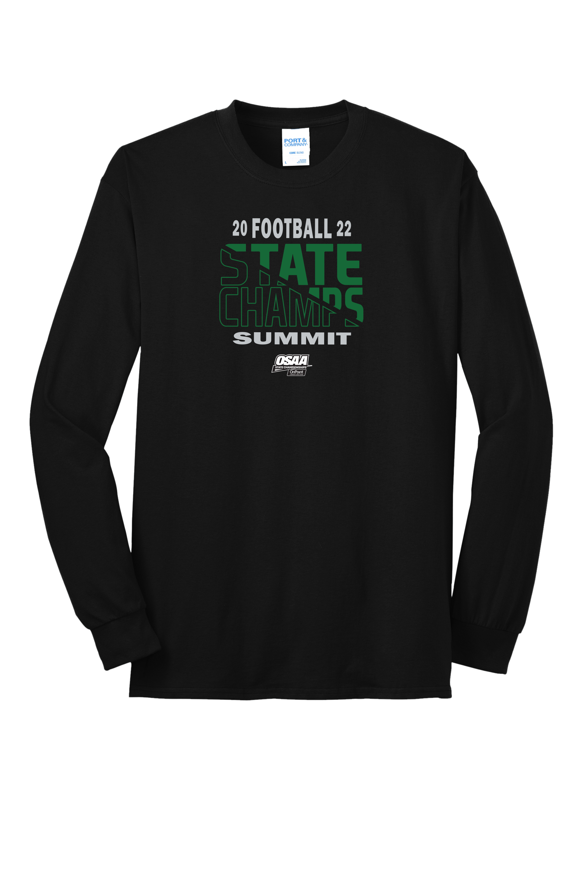 Summit 2022 OSAA State Football Champions Long Sleeve Tshirt Black