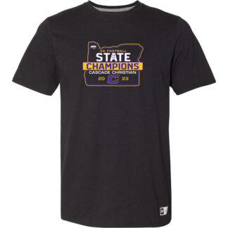 2023 OSAA 3A Football State Champions Cascade Christian Short Sleeve T Shirt - black